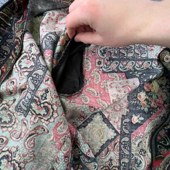 VTG USA ORVIS Women Fine Corduroy Sweater Button Up Size 12 Modal Cotton Paisley - Picture 12 of 13